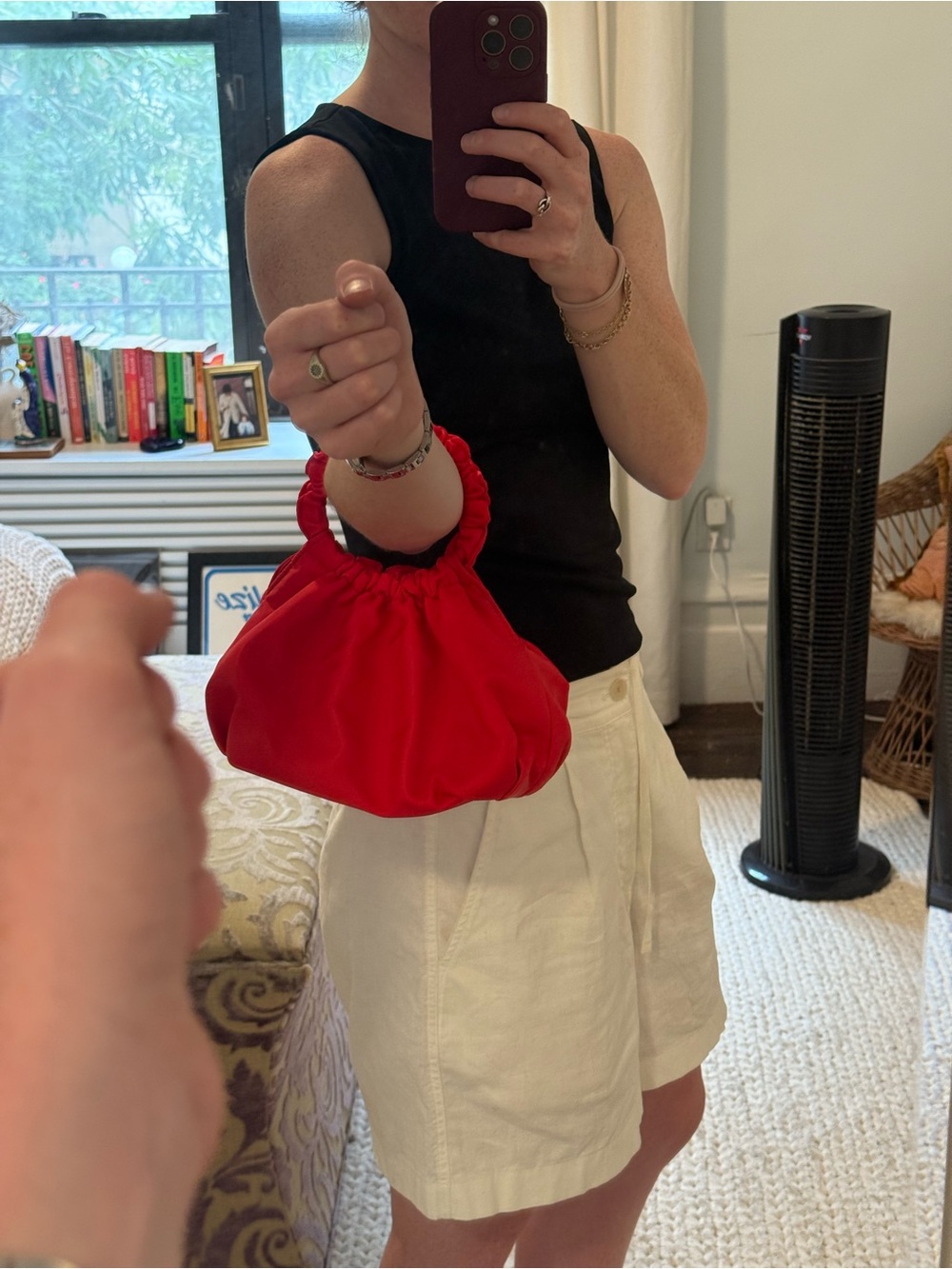 Ruched Red Mini Wristlet Clutch